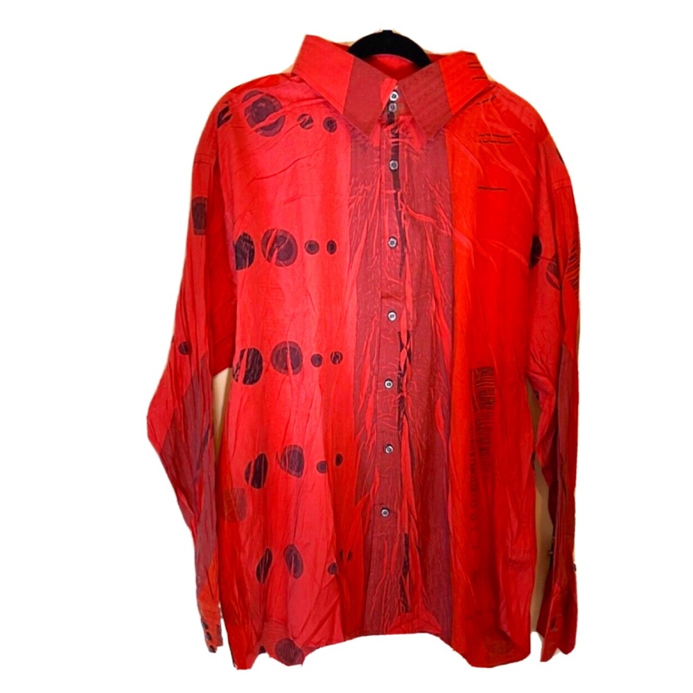 E = MC2 Shirt Clothing For Millionaires SZ 2XL Red Long Sleeves NWOT Black Plus